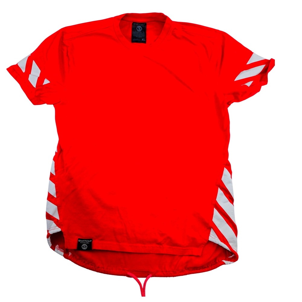 SWITCH Remarkable Men's XL Red T-Shirt Athletic Stripe Detail Drawstring